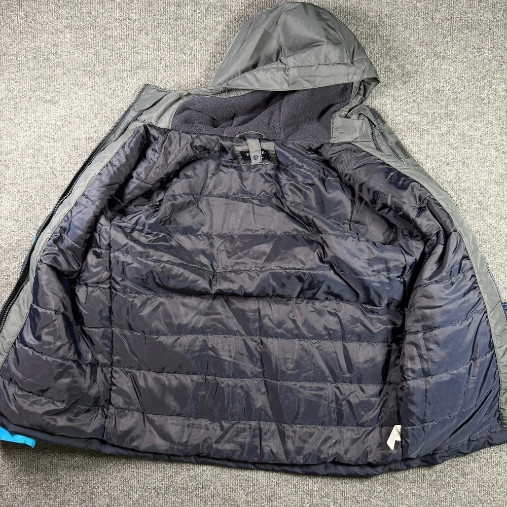The Children's Place Puffer Jacket Boys XL 14 Blue Grey Colorblock Fleece Lined